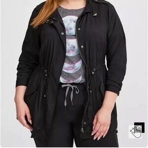 Torrid Black Windbreaker Jacket Outdoor Gorpcore All Season Hooded Plus Size 4